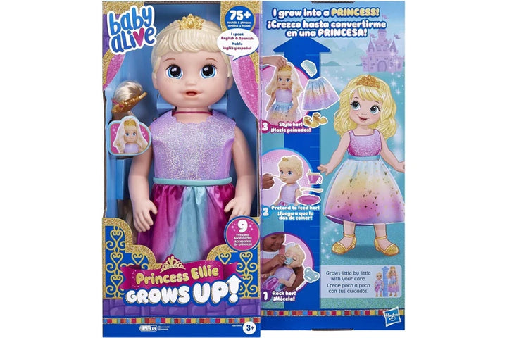 Baby Alive Princess Ellie Blonde Hair Grows Up Doll Play