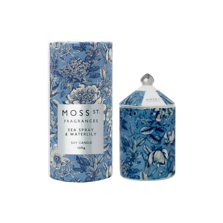 Moss St. Fragrances Sea Spray & Waterlily Mini Ceramic Candle 100g