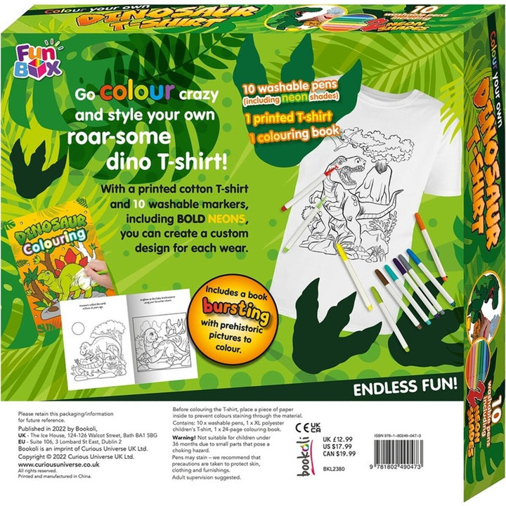 Bookoli Fun Box 7: Colour Your Own Dinosaur T-Shirt Craft Activity Kit Kids