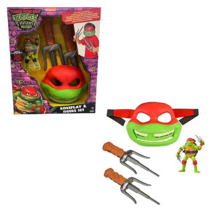 TMNT Raphael Movie Roleplay & Action Figure Bundle Hero Playset for Kids