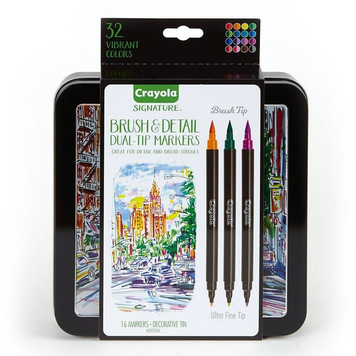 Crayola Signature Brush & Detail Dual Tip Markers 16yrs