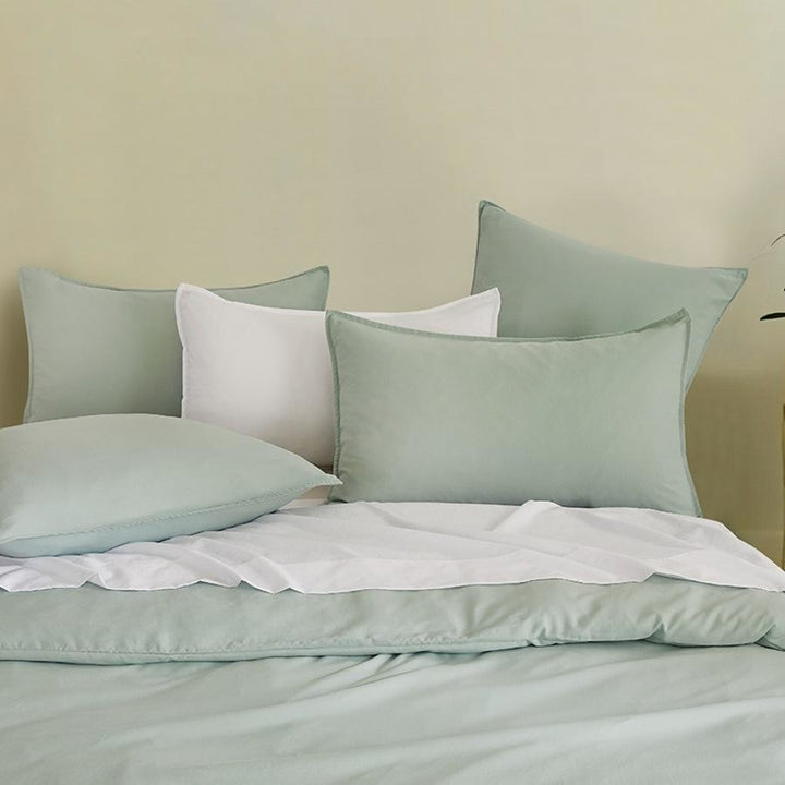 Cleverpolly Vintage Washed Microfibre Quilt Cover Set Double - Sage