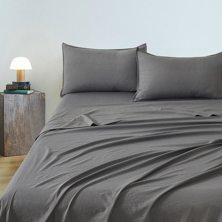 Cleverpolly Vintage Washed Microfibre Sheet Set King - Grey