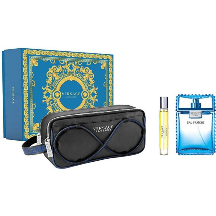 Versace Man Eau Fraiche EDT 100ml Travel Spray 9ml Toiletries Bag
