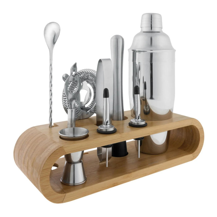 Avanti Bar Set With Bamboo Stand 10 Piece