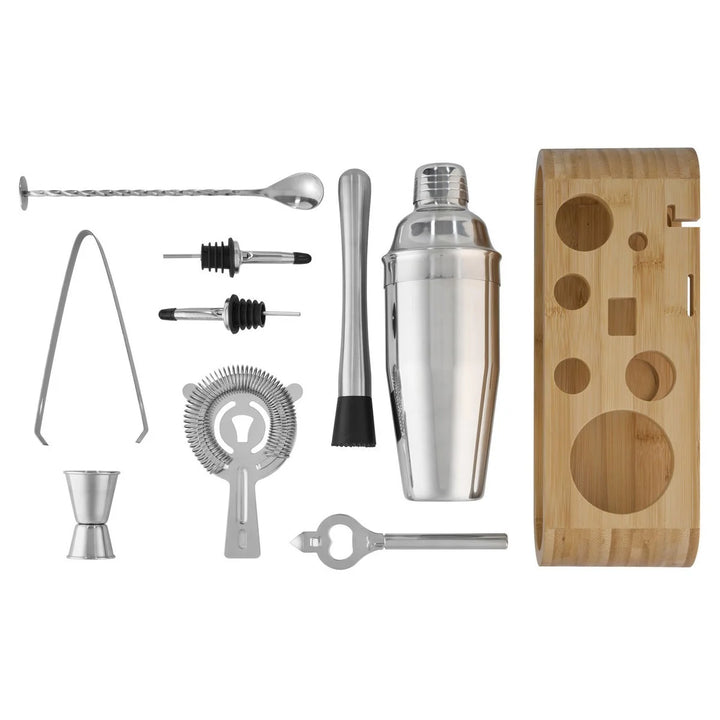 Avanti Bar Set With Bamboo Stand 10 Piece