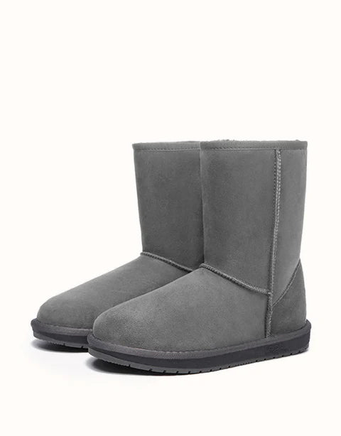 UGG Unisex Sheepskin Short Classic Water Resistant High Top Boots Grey
