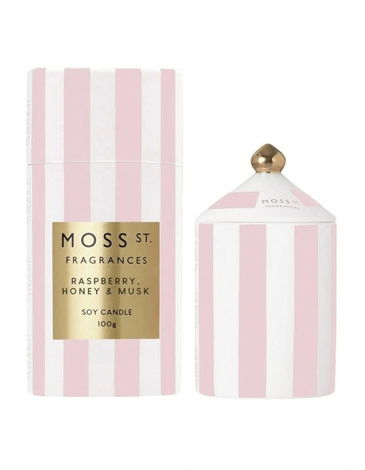 Moss St. Fragrances Raspberry, Honey & Musk Mini Ceramic Candle 100g