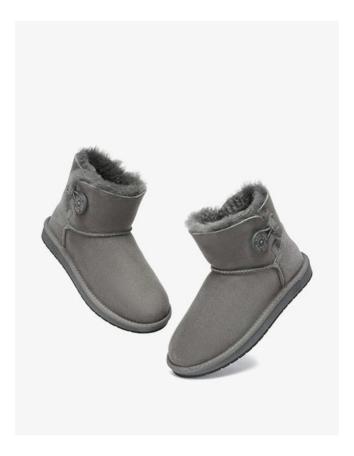 UGG Unisex Double Face Sheepskin Mini Button Boots Grey