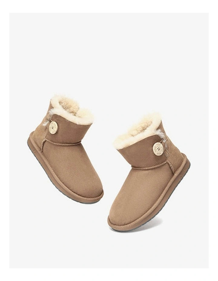 UGG Unisex Double Face Sheepskin Mini Button Boots Chestnut