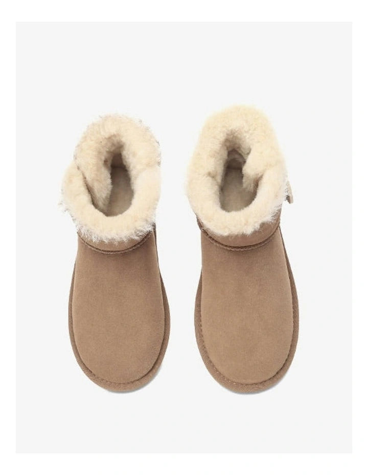 UGG Unisex Double Face Sheepskin Mini Button Boots Chestnut