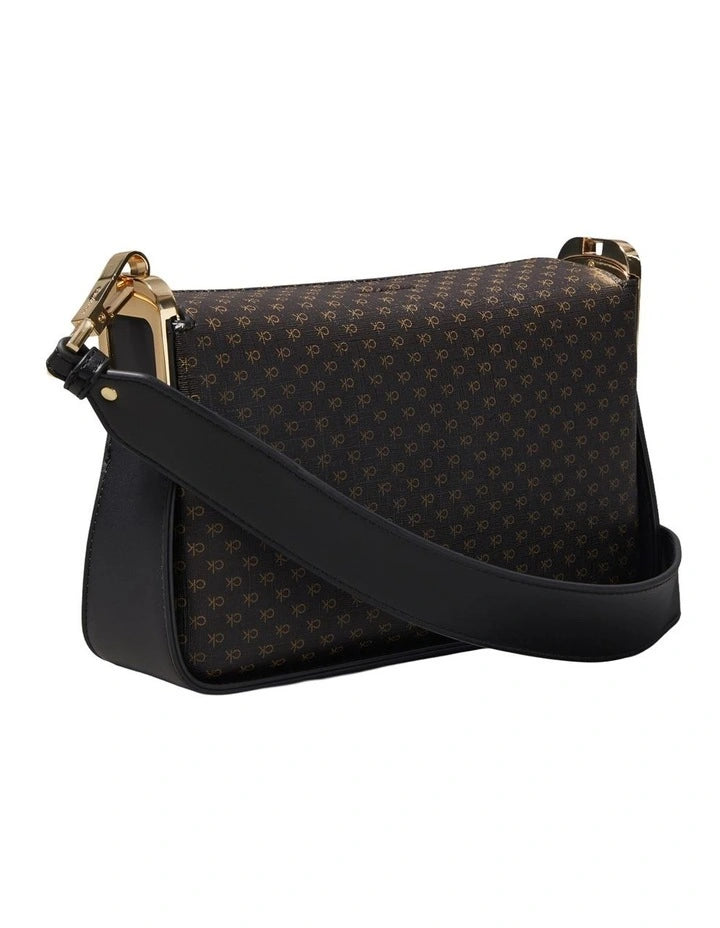Calvin Klein Fay Shoulder Bag Brown Khaki Black