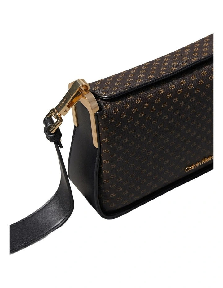 Calvin Klein Fay Shoulder Bag Brown Khaki Black