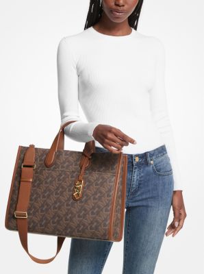 Michael Kors Women's Gigi Large Empire Signature Logo Tote Bag - Brown/Luggage