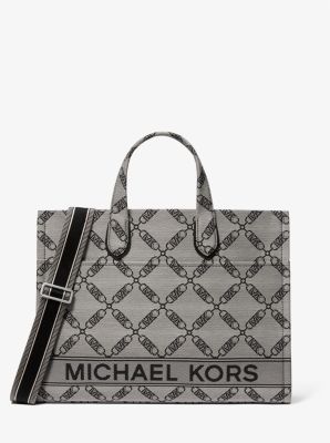 Michael Kors Women's Gigi Large Empire Logo Jacquard Tote Bag - Natural/Black