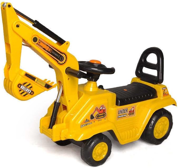 Lenoxx Ride-on Childrens Excavator With Dual Operation Levers to Scoop in Yellow