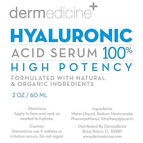 Dermedicine Hyaluronic Acid Serum 100% High Potency 60ml