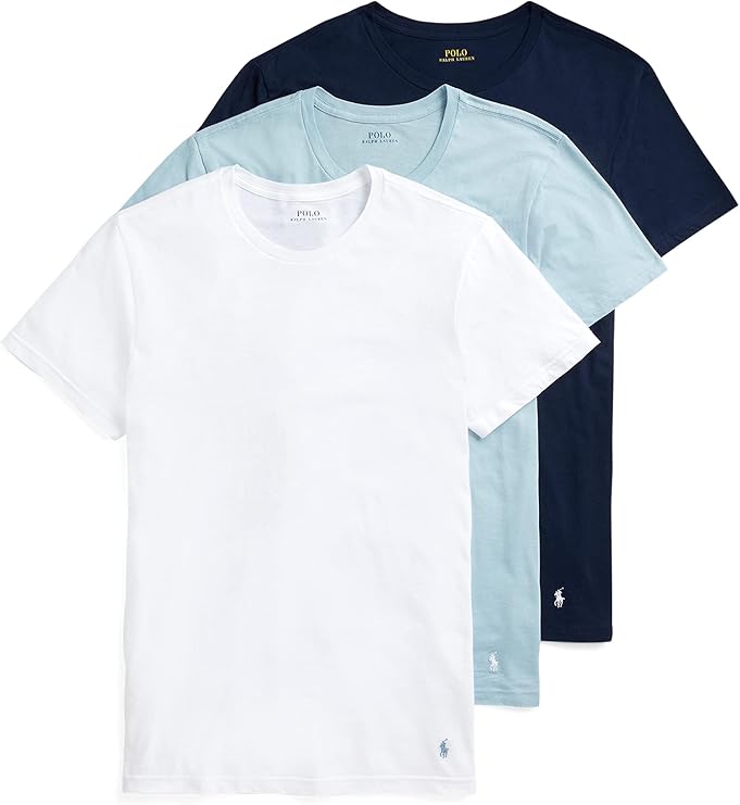 Polo Ralph Lauren Classic Fit Crews Tshirt 3 Pack - White Surf/Blue Cruise/Navy