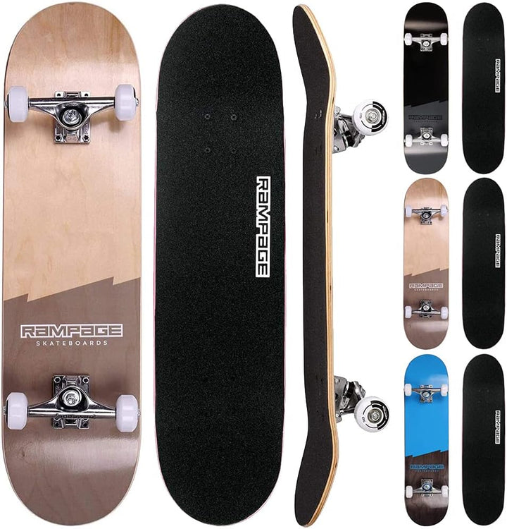 Rampage Plain Third Natural/Black 8 Inch Complete Skateboard