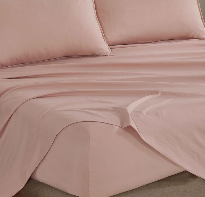 Cleverpolly Vintage Washed Microfibre Sheet Set King Single Pink