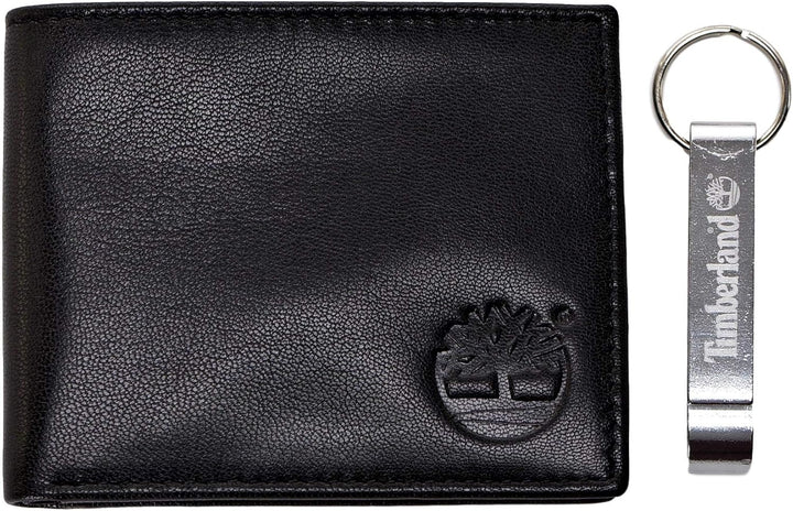 Timberland Men's Leather Wallet With Pop Opener Boxed - Black