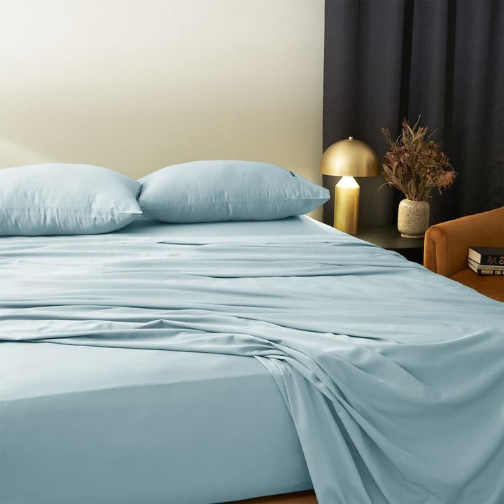 Morrissey Bamboo Luxe Queen Bed Sheet Set Soft Blue