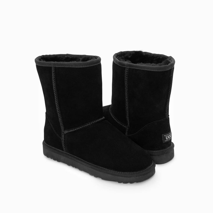 Ozwear Ugg Classic Unisex Short Cow Suede Boots Black