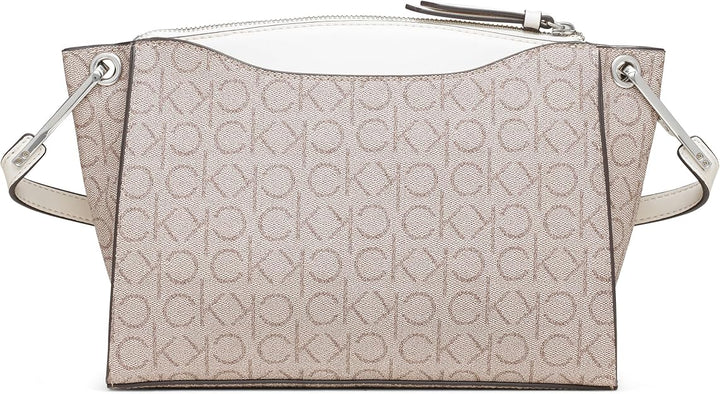 Calvin Klein Women's Garnet Top Zip Crossbody - Almond/Taupe/Cherub White