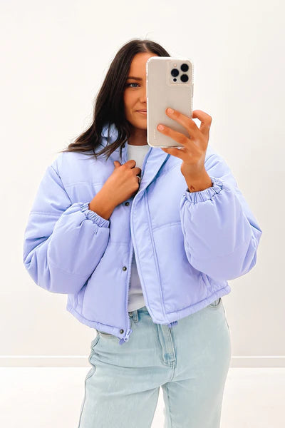 All About Eve Women's Aspen Crop Puffer Jacket Blue