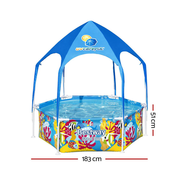 Bestway Kids Pool 183x51cm Swimming Play Pools Canopy