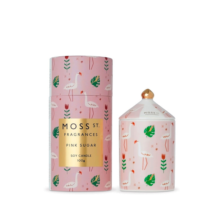 Moss St. Fragrances Pink Sugar Mini Ceramic Candle 100g