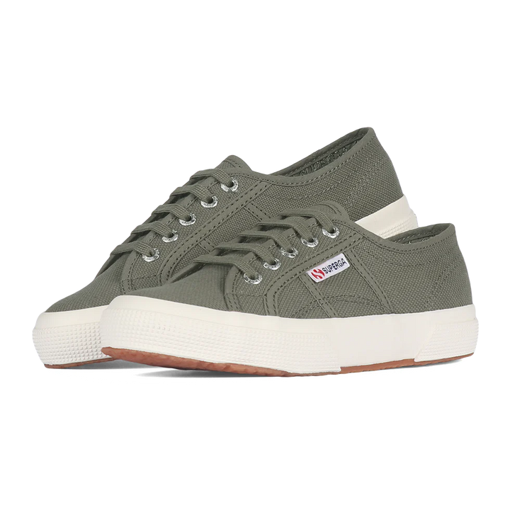 Superga 2740 Platform Organic Seersucker Green Safari-F Avorio