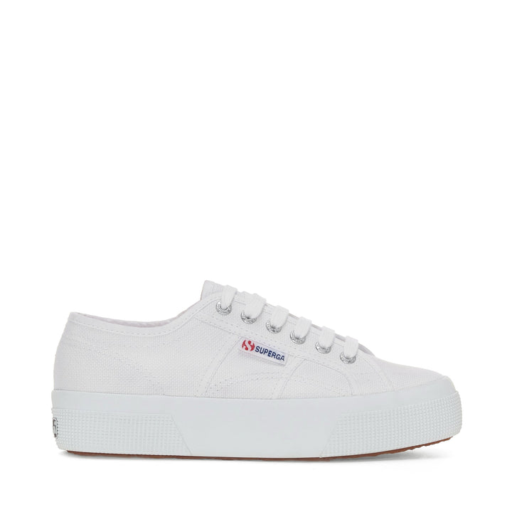 Superga Womens 2740 Platform Tumbled Leather Lace Up Shoes - White