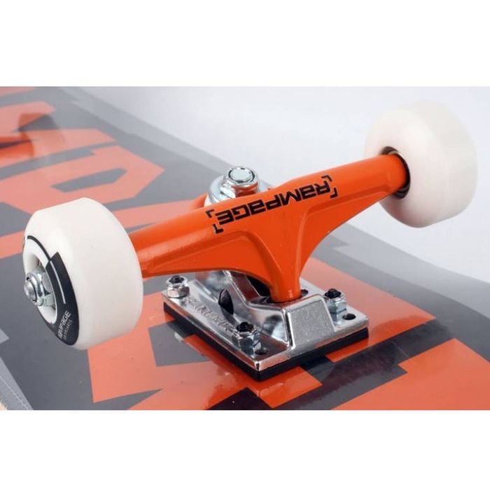 Rampage Block Logo Complete Skateboard Orange Grey 8