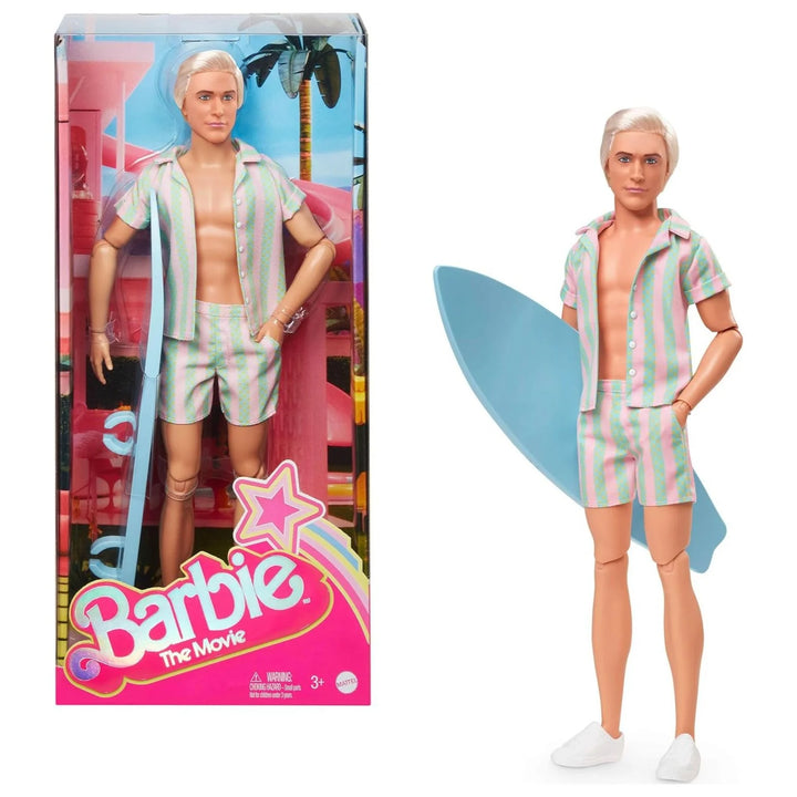 Barbie The Movie Ken in Pastel Striped Beach Matching Set Doll