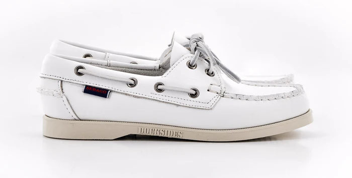 Sebago Docksides Portland Boat Shoes - White Leather