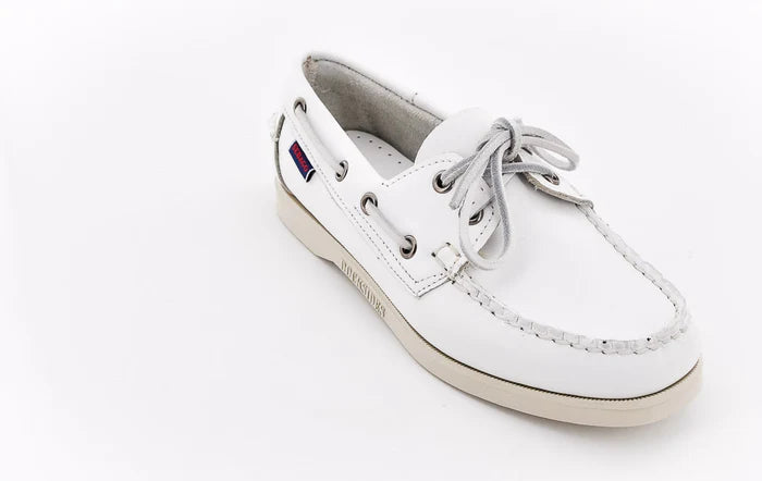 Sebago Docksides Portland Boat Shoes - White Leather