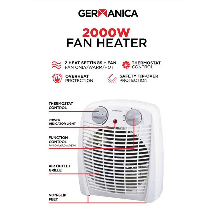 Geranica 2000w Fan Heater GFH2000