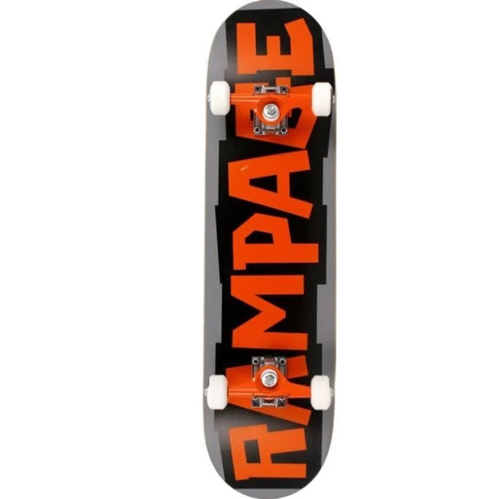 Rampage Block Logo Complete Skateboard Orange Grey 8