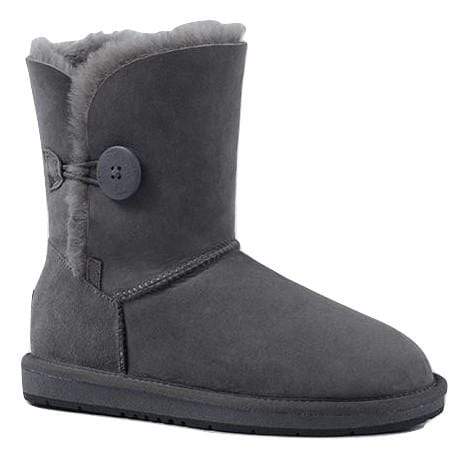 UGG Women's Sheepskin Short Water Resistant Button Boots Black