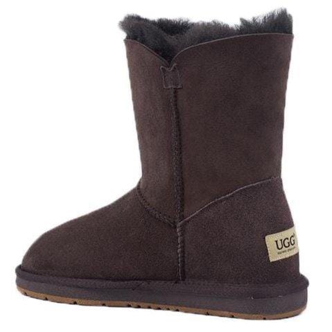 UGG Women's Sheepskin Short Water Resistant Button Boots Chocolate
