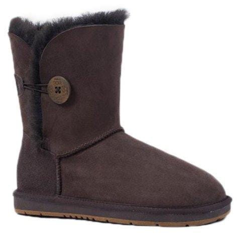 UGG Women's Sheepskin Short Water Resistant Button Boots Chocolate