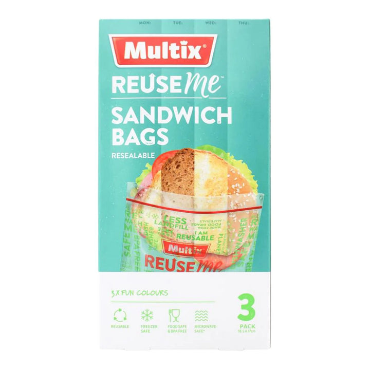 5x Multix Pk3 Reuseme Sandwich Bags Resealable